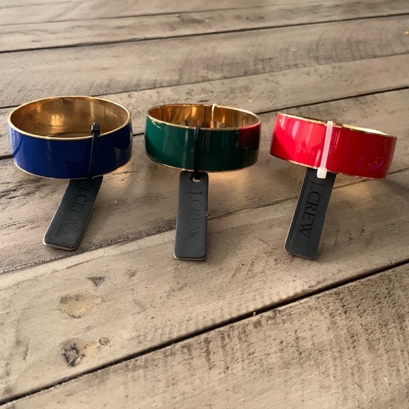 J Crew Enamel Bracelets Nwt Set Of 3 Green Blue Orange 39$